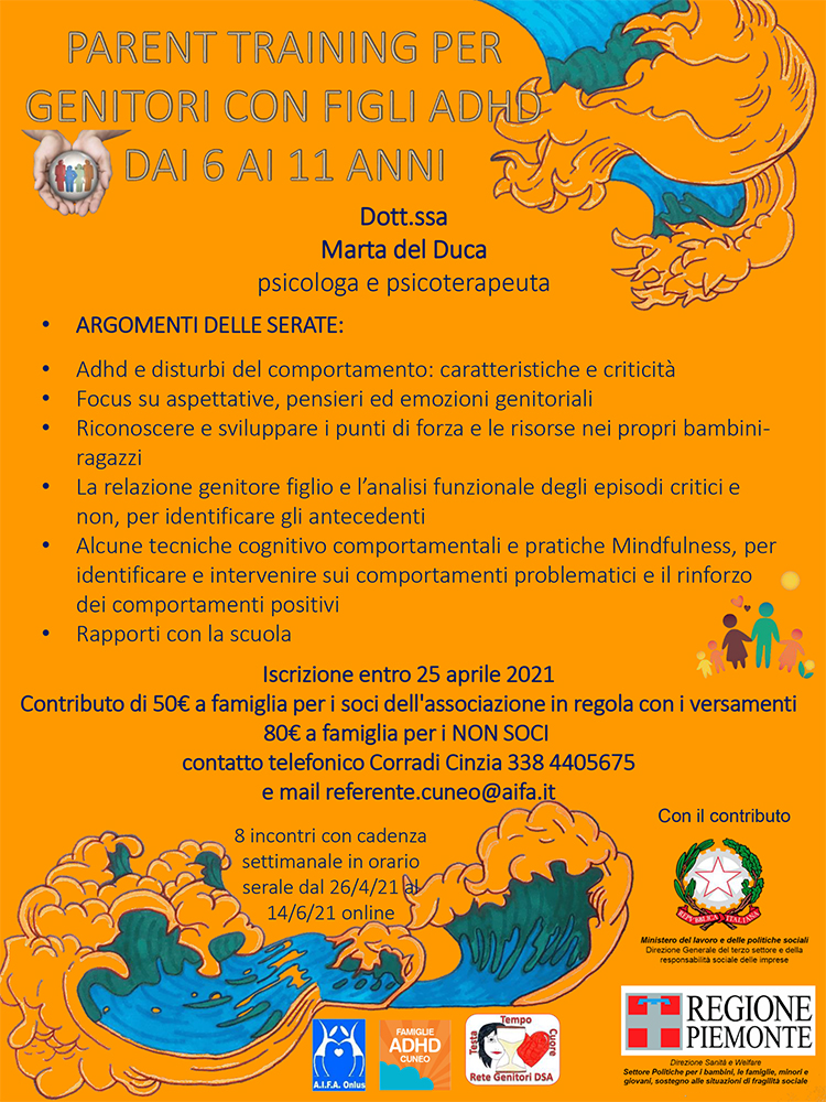 Parent Training per genitori con figli ADHD dai 6 agli 11 anni